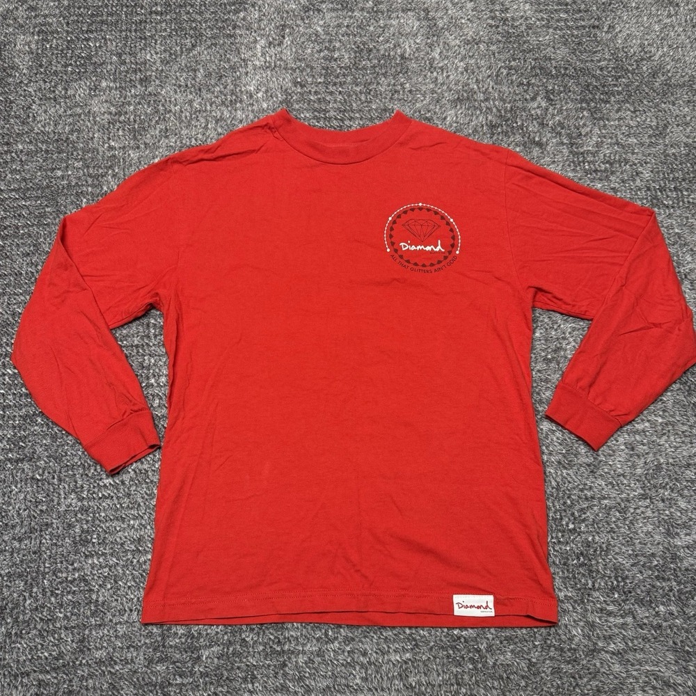 Diamond Supply Co. Shirt Mens M All That Glitters Ain't Gold Red Long Sleeve Tee